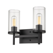 Golden 7011-BA2 BLK-CLR - Golden Lighting Winslett 2-light Vanity in Matte Black